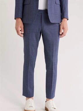 Original Penguin Men's Navy Blue Birdseye Stretch Slim Suit Dress Pants 32x30
